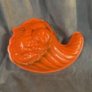 Vintage 1968 AHC Cornucopia Mold 5 Cup Orange Painted Wall Kitchen‎ Decor